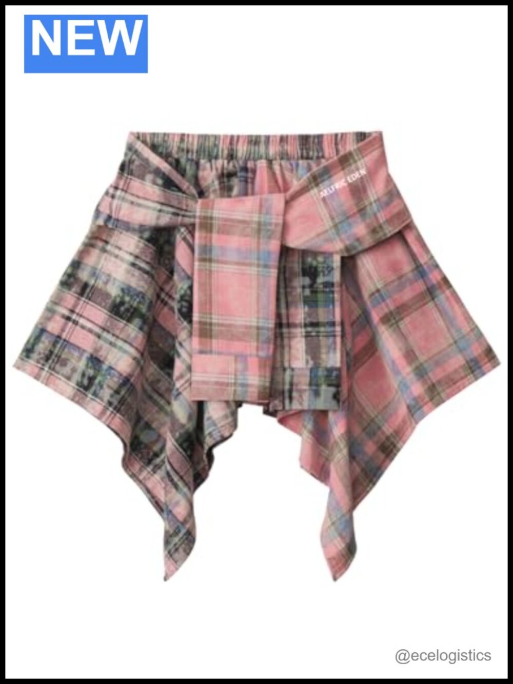 Tie Dye Plaid Patchwork A-Line Mini Skirt High Waist Y2K Streetwear